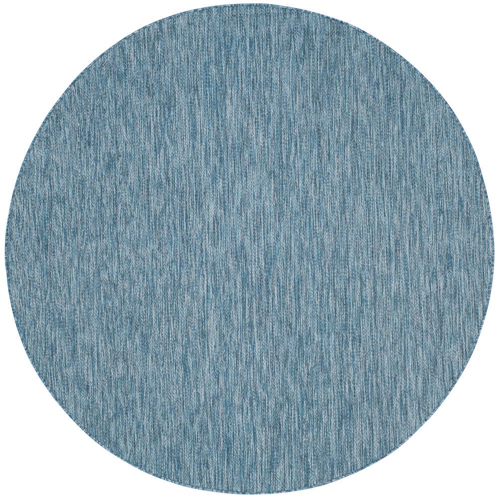 Courtyard Navy 47" Round Synthetic Indoor/Outdoor Area Rug