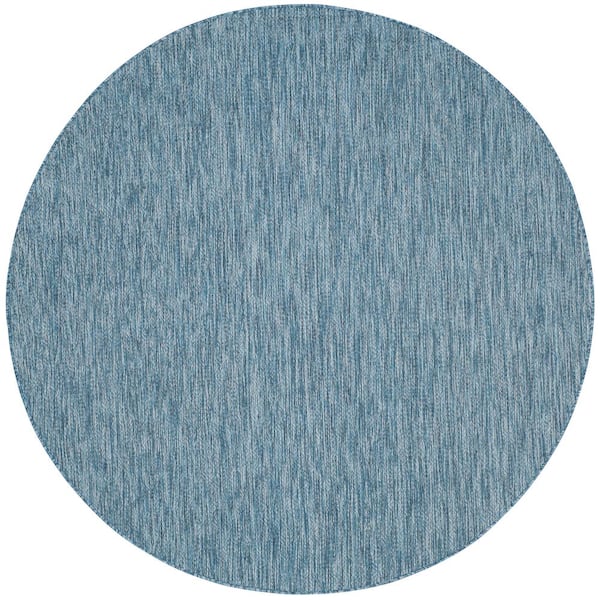 SAFAVIEH Courtyard Navy 5 ft. x 5 ft. Round Solid Indoor/Outdoor Patio  Area Rug