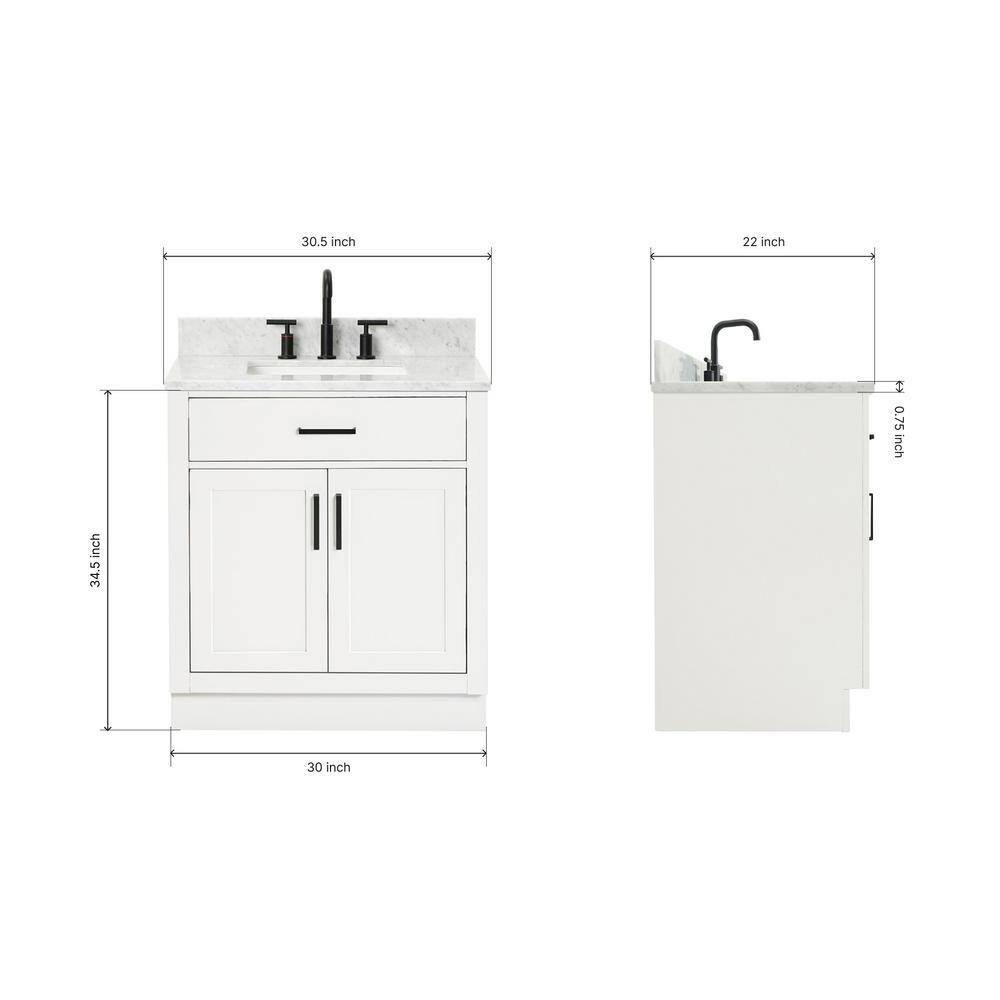 Hepburn 31" White Freestanding Single Basin Vanity Set