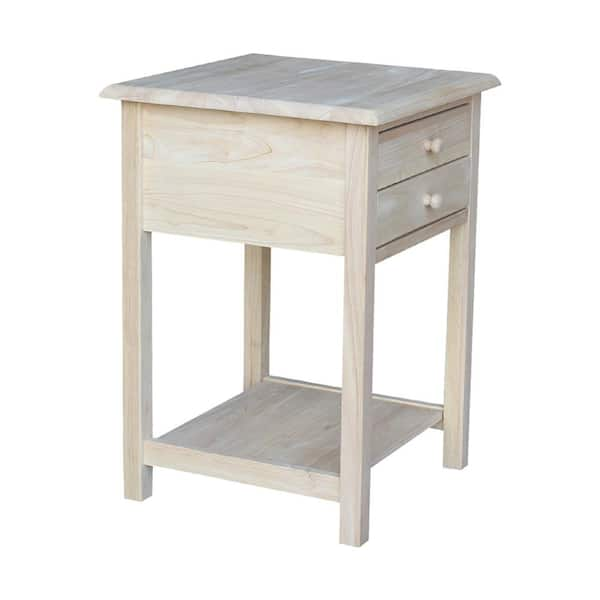 International Concepts - Unfinished Lamp Table with 2-Drawer