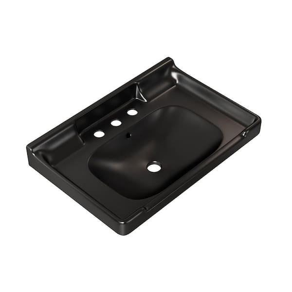 28 in. Console Sink Basin in Black Ceramic