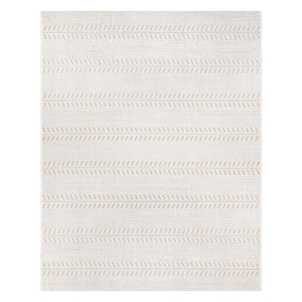 Paseo Moran Stripe Cream/Beige 6 ft. x 9 ft. Striped Indoor/Outdoor Area Rug