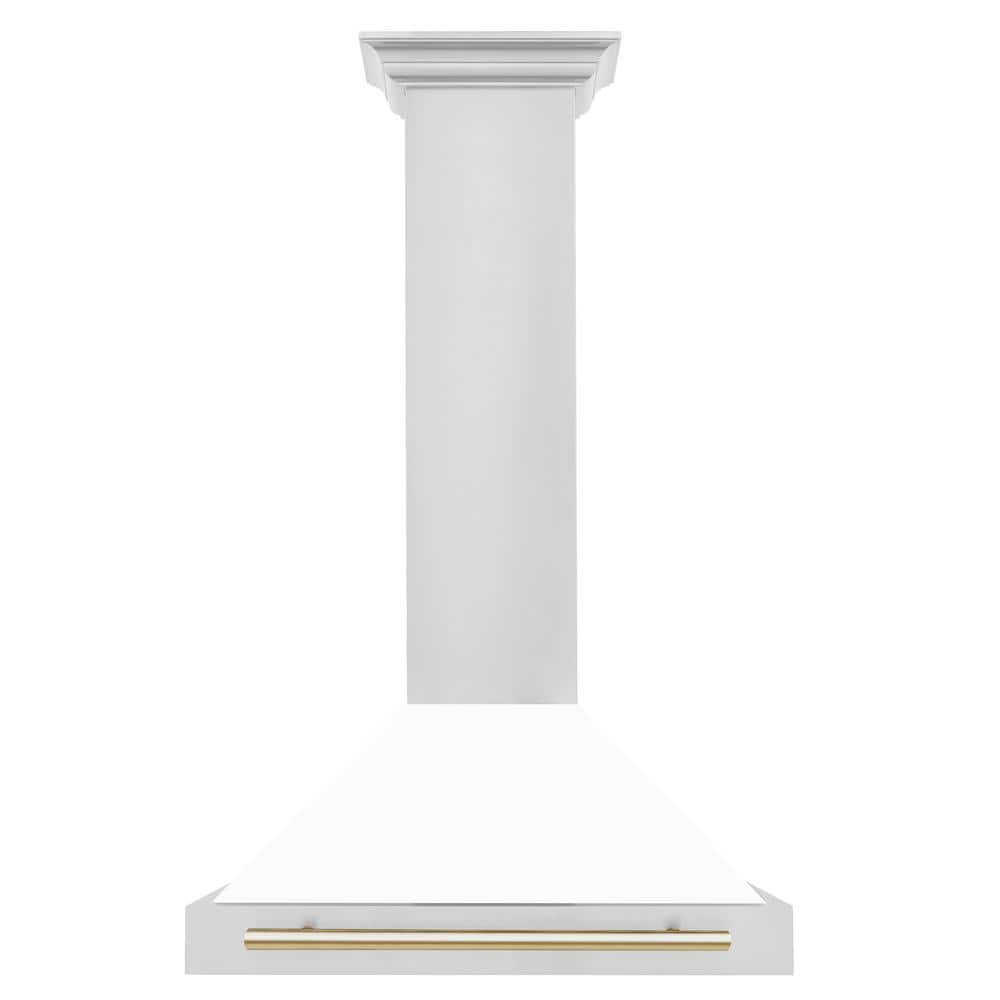 ZLINE 30" White Matte and Gold Stainless Steel Range Hood