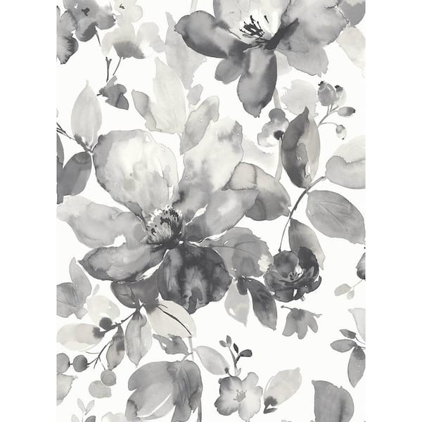 Seabrook Designs 56 sq. ft. Inkwell Watercolor Garden Pre-Pasted Paper Wallpaper Roll