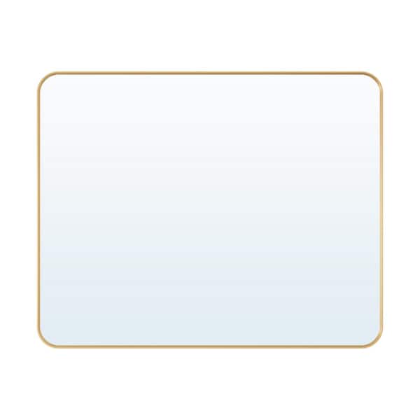FORCLOVER 40 in. W x 32 in. H Rectangular Aluminum Framed Wall Mount Bathroom Vanity Mirror in Brushed Gold