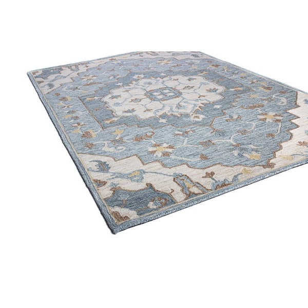 Valencia Lt. Blue 3 ft. x 8 ft. (2 ft.6 in. x 8 ft.) Floral Transitional Runner Rug