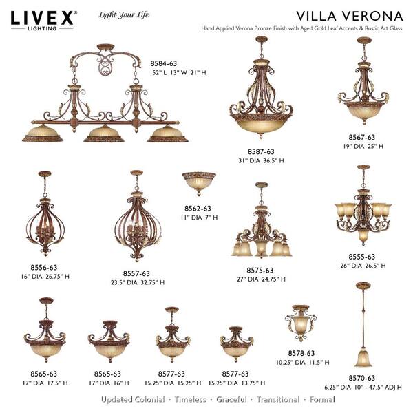 Livex Lighting Villa Verona 1 Light Verona Bronze with Aged Gold