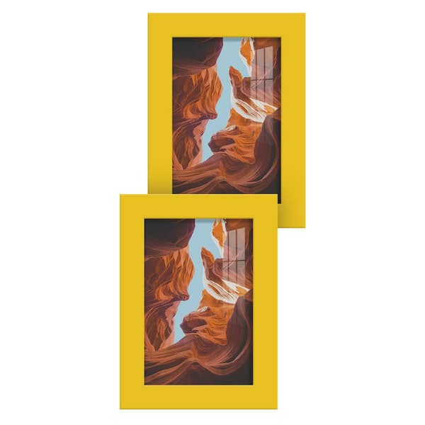 Wexford Home Modern 4 in. x 6 in. Yellow Picture Frame (Set of 2)