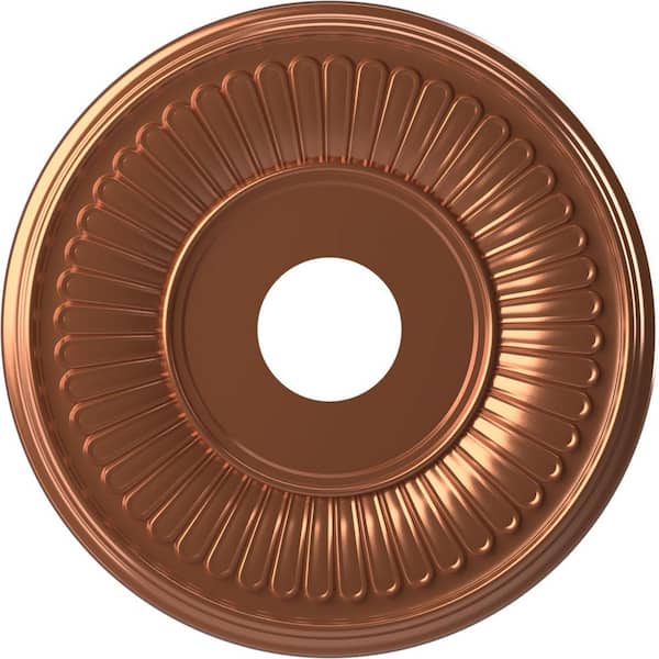 Ekena Millwork 16" O.D. x 3-1/2" I.D. x 1" P Berkshire Thermoformed PVC Ceiling Medallion (Fits Canopies up to 7"), Bright Coat Copper