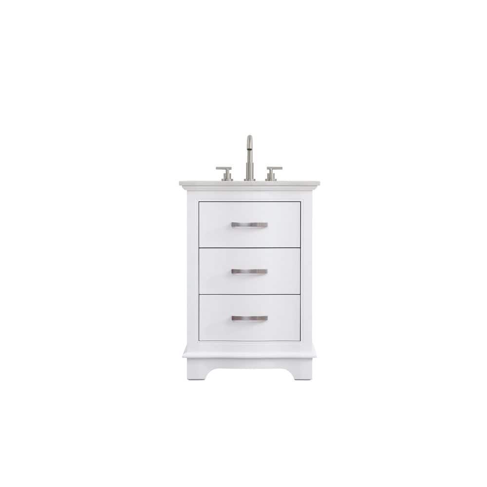 24 in. Single Sink White Bath Vanity with White Engineered Marble Top price history on PriceWatchPro