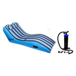 Key West Cushioned Comfort Lounge Pool Float and Dual Action Hand Pump