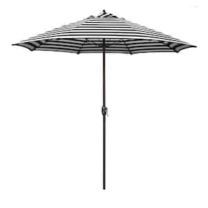 9 ft. Bronze Aluminum Market Patio Umbrella with Fiberglass Ribs and Auto Tilt in Cabana Classic Sunbrella