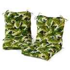 21 in. x 42 in. Outdoor Dining Chair Cushion in Palm Leaves White (2-Pack)