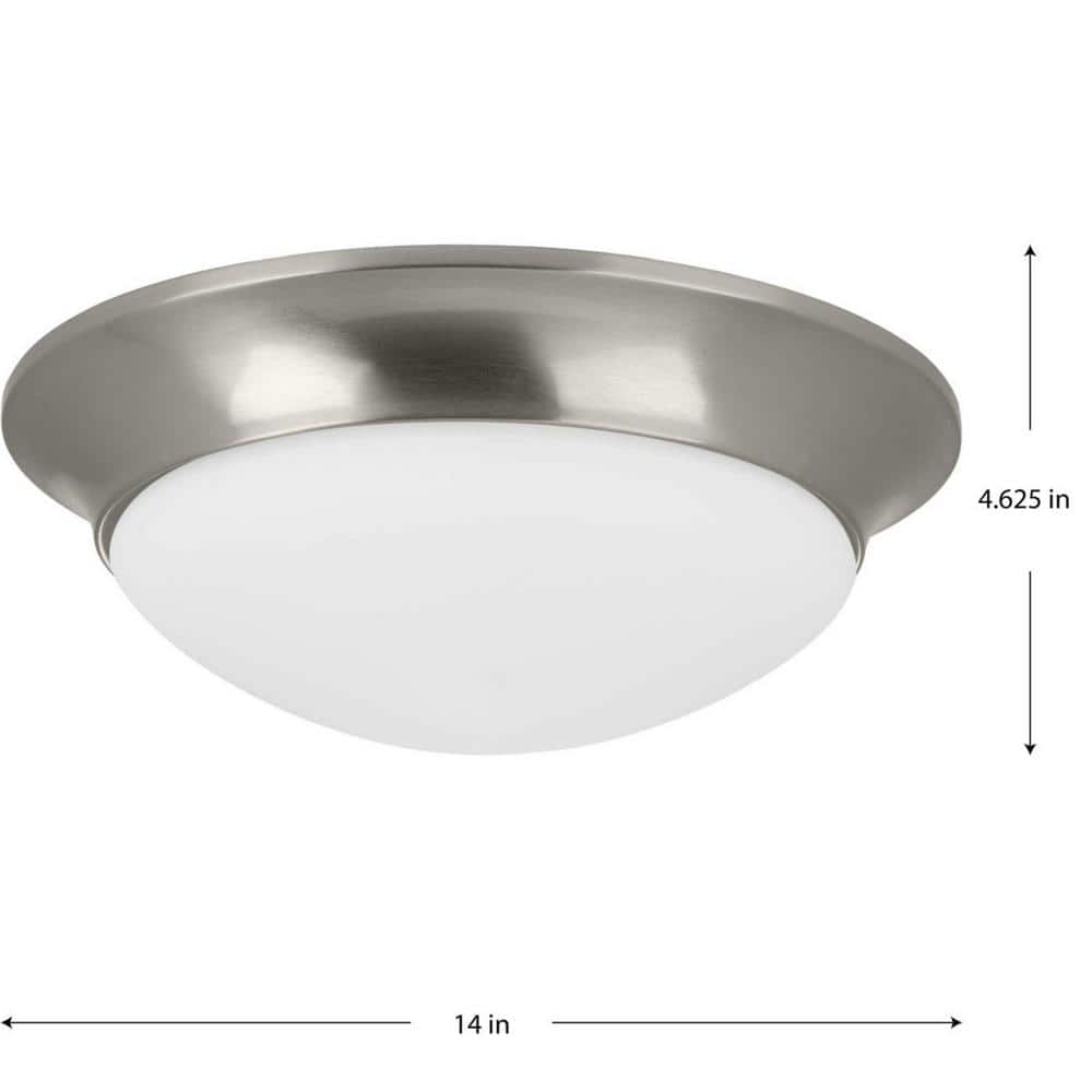 14-Inch Brushed Nickel and Etched Glass Flush Mount Light