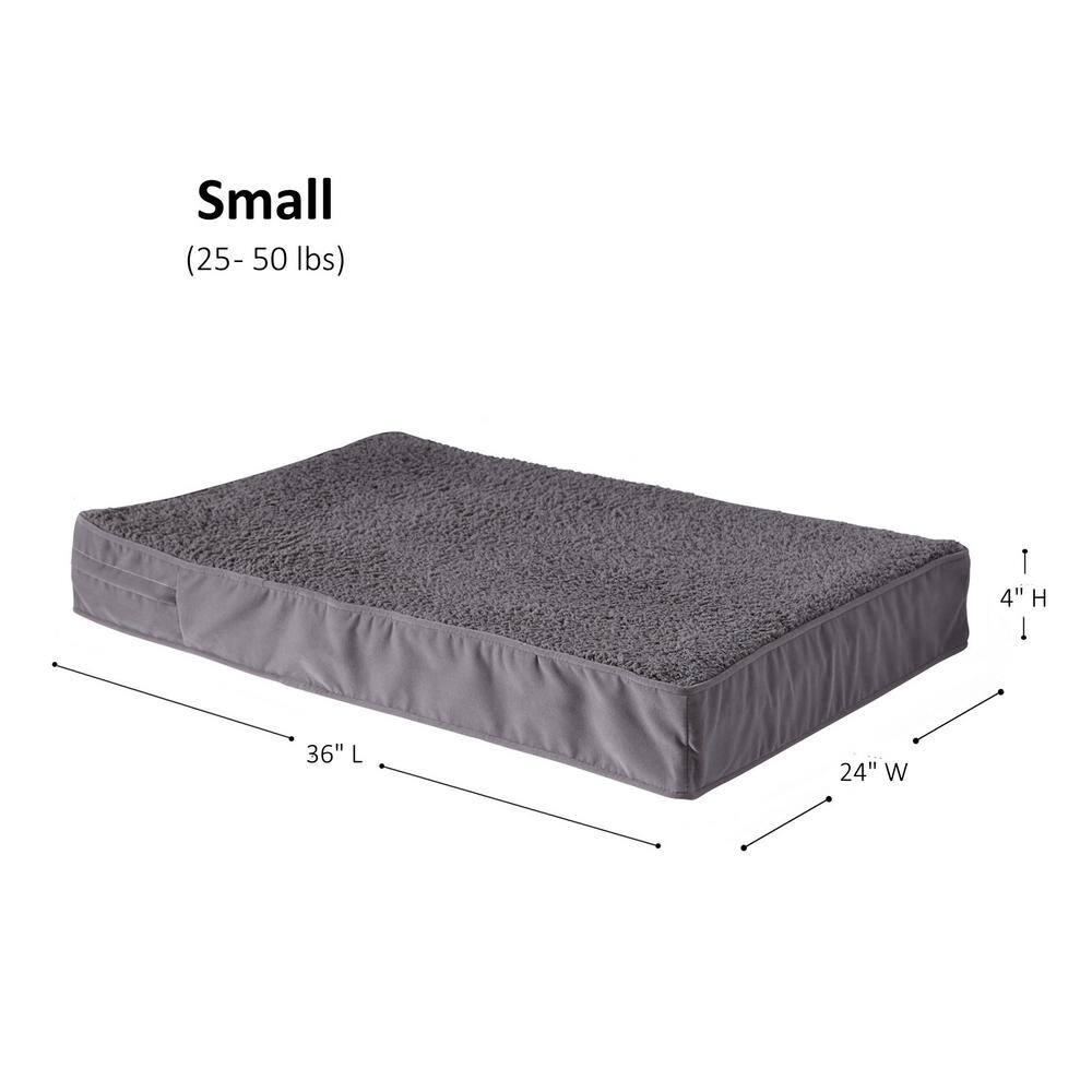 Small Gray Sherpa Orthopedic Dog Bed with Microfiber Cover