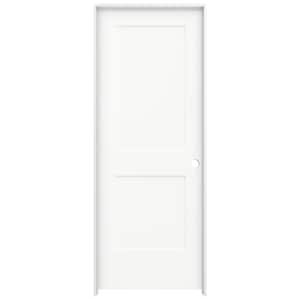 30 in. x 80 in. 2 Panel Monroe White Left-Hand Smooth Solid Core Molded Composite MDF Single Prehung Interior Door