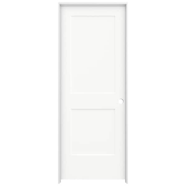 JELD-WEN 32 in. x 80 in. Monroe White Painted Left-Hand Smooth Solid Core Molded Composite MDF Single Prehung Interior Door