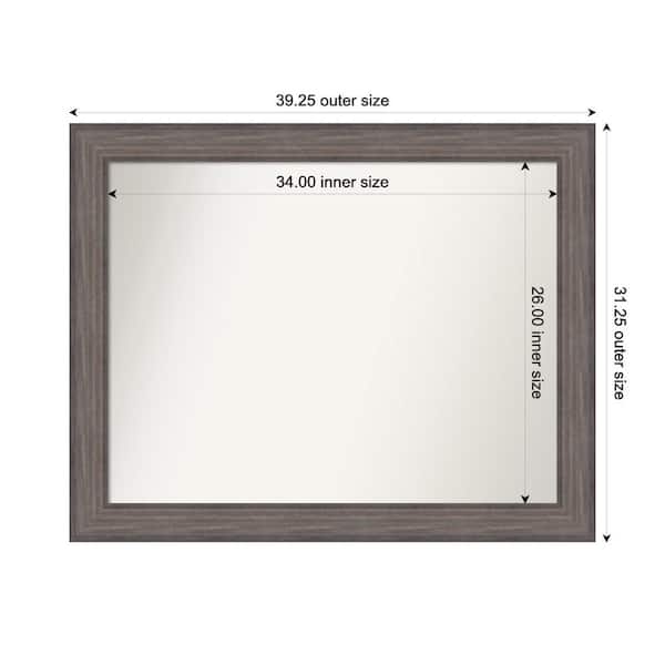 Amanti Art Country Barnwood 39.25 in. W. x 31.25 in. Custom Non-Beveled Wood Framed Bathroom Vanity Wall Mirror