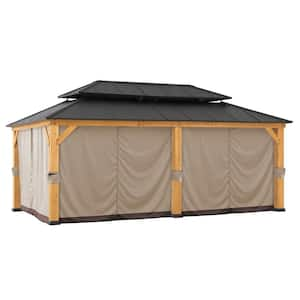 Replacement Gazebo Curtain Panles, 6-Panel Screen Walls Outdoor Curtain for 12 x 20 ft. Gazebo, Patio, Brown