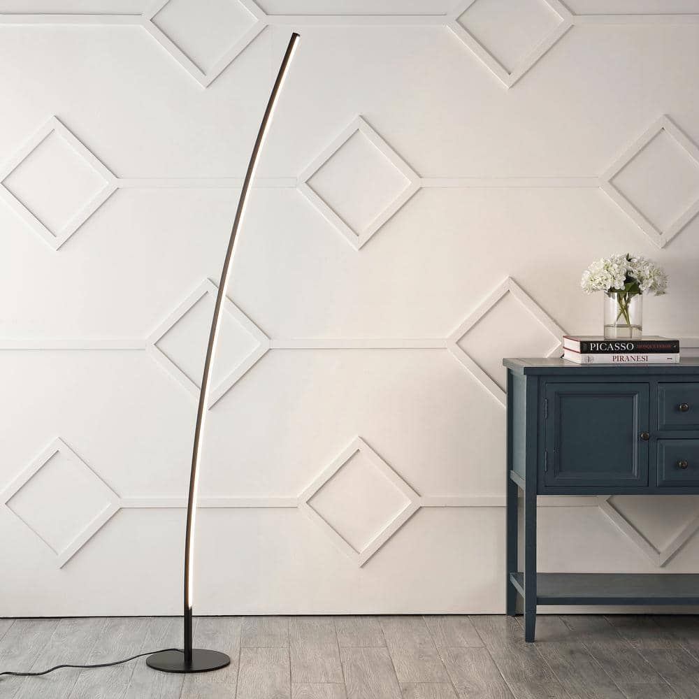 Malthe 71" Black Aluminum/Iron Arc LED Floor Lamp