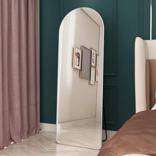 Unbranded 23 in. W x 65 in. H Silver Arched Floor Mounted Large Mirror