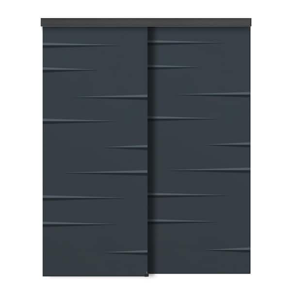 CALHOME 48 in. x 80 in. Hollow Core Charcoal Gray Painted Composite MDF Interior Double Closet Sliding Doors