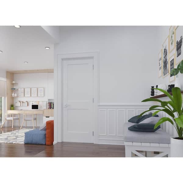 24 in. x 80 in. Right-Handed Solid Core White Primed Smooth Composite Single Prehung Interior Door Bronze Hinges