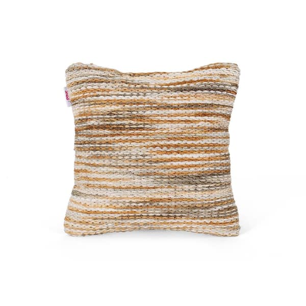 Noble House Apollo Boho Multi-Brown Fabric 18 in. x 18 in. Throw Pillow