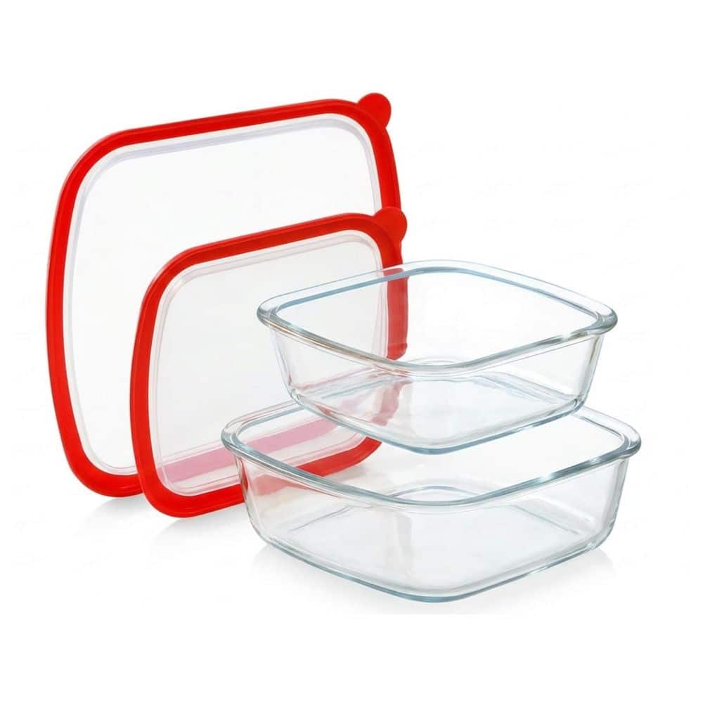 2-Piece Rectangular Tempered Glass Baking Dish Set with BPA-Free Lids, Oven Dishwasher Microwave Safe price history on PriceWatchPro