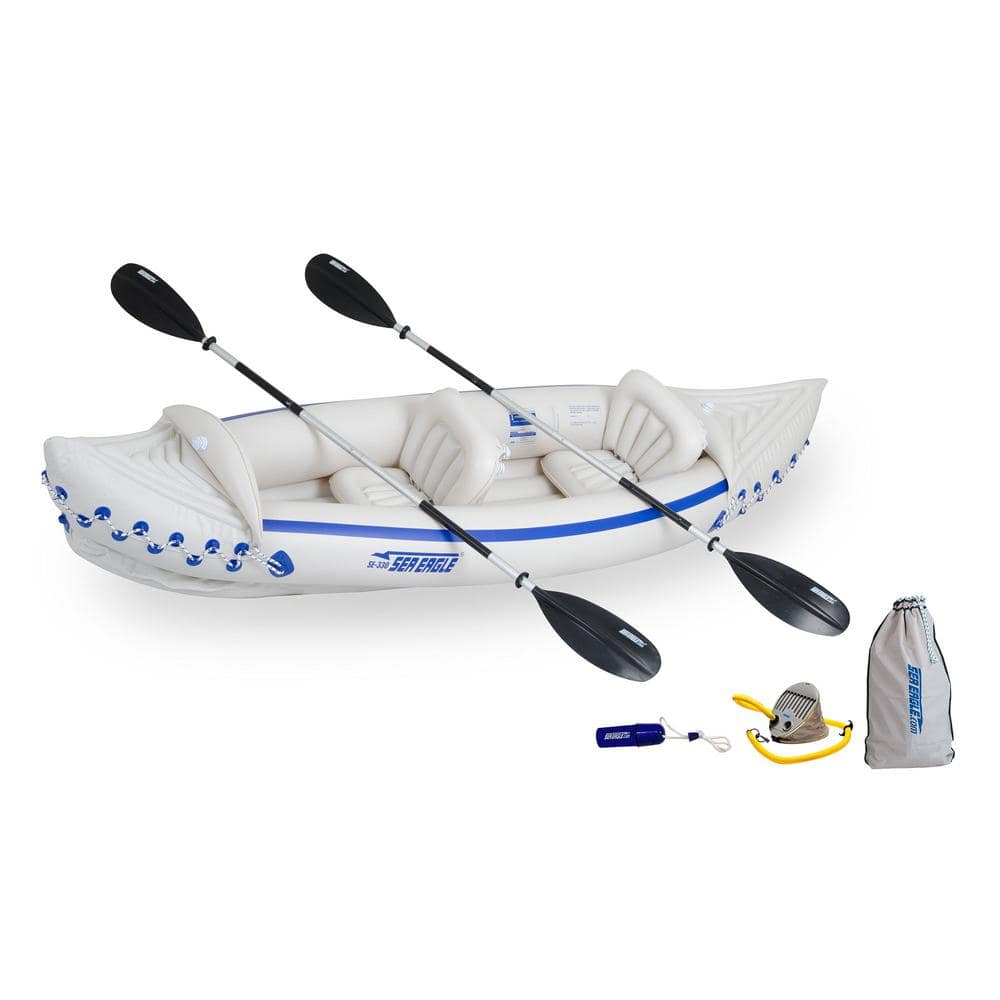 SEA EAGLE Deluxe 2-Person Inflatable Sport Kayak Canoe Boat with Pump and Oars -  SE330K-DELUXE