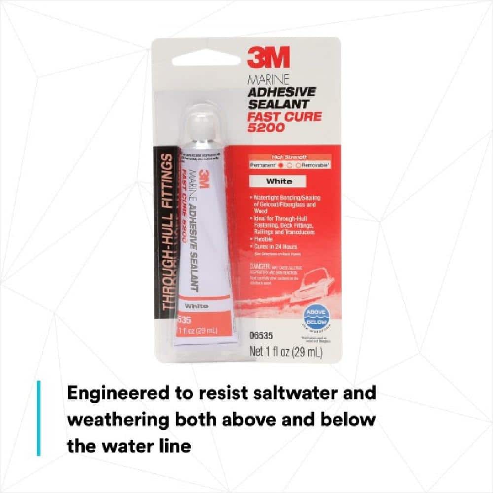 3 oz White Polyurethane Marine Adhesive Sealant Fast Cure
