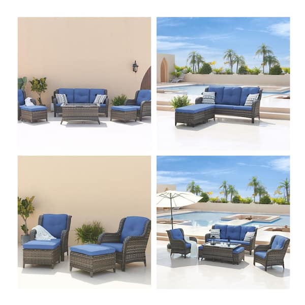 HUMMUH Carlos Brown Wicker Outdoor Lounge Chair With Beige Cushion 2 Pack Pw087 2