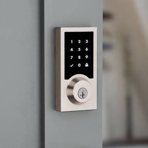 Z-Wave SmartCode 916 Touchscreen Contemporary Single Cylinder Satin Nickel Keypad Electronic Deadbolt with SmartKey