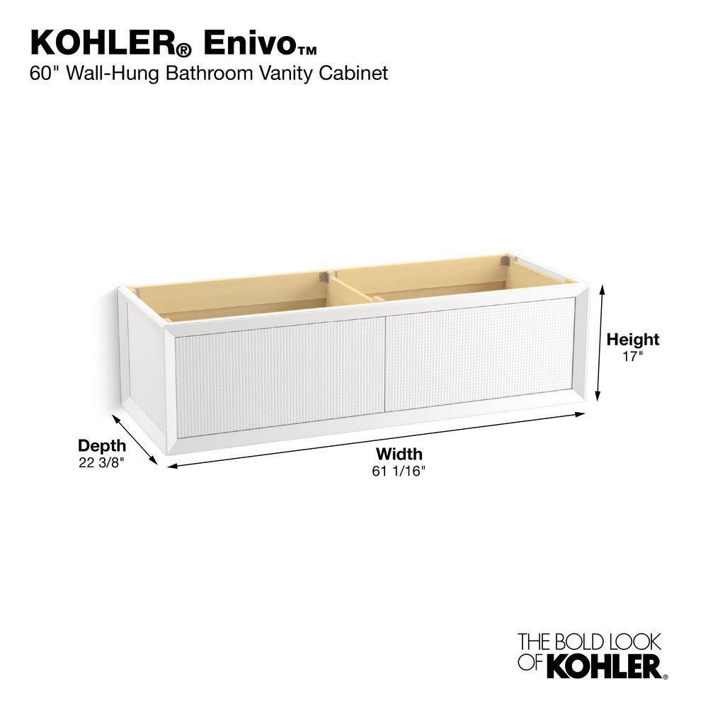 Enivo 61" White Painted Wall-Mount Double Vanity
