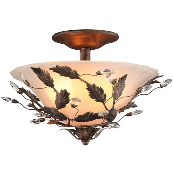 Hampton Bay Edendale 2-Light Oil Rubbed Bronze Semi-Flush Mount
