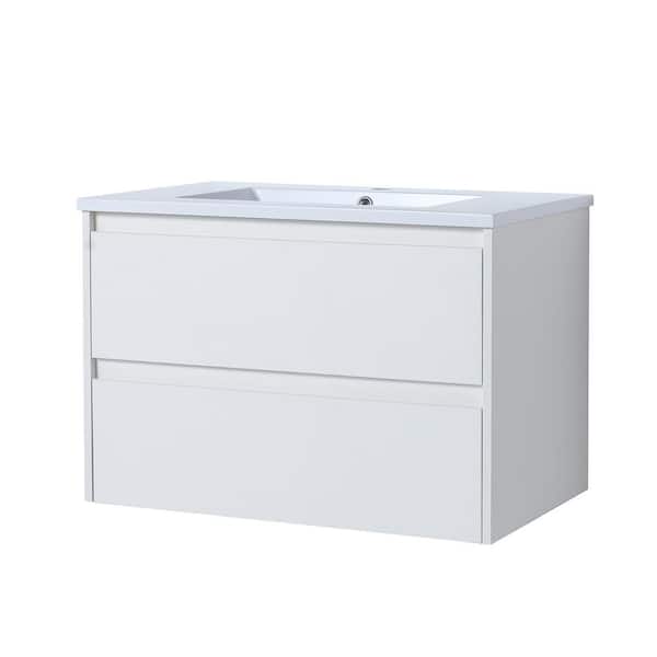 JimsMaison 30 in. W x 18 in. D Bath Vanity Set in White with Cultured Marble Vanity Top in White with White Basin