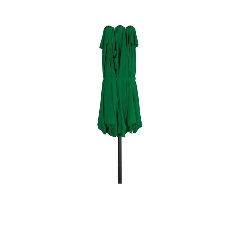Dark Green 15 ft Double-Sided Outdoor Patio Umbrella with Steel Pole