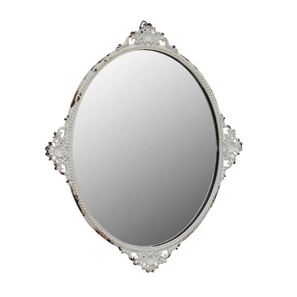 Small Oval White Victorian Mirror, White Victorian Wall Mirror
