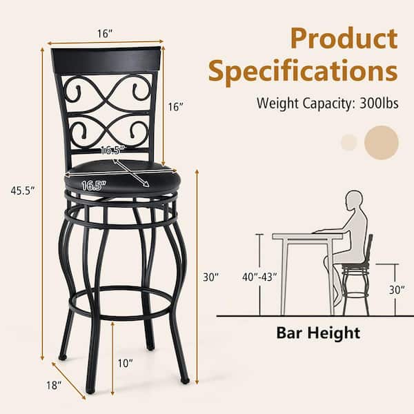 Costway Vintage Swivel Bar Stools 30 in. Bistro Upholstered