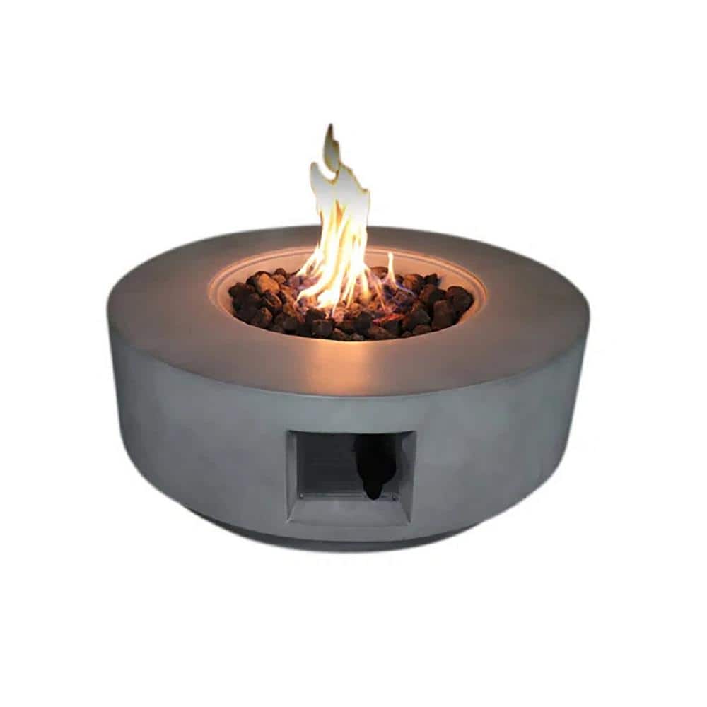 30 in. W 40,000 BTU Round Outdoor Propane Gas Fire Pit Table with Lid