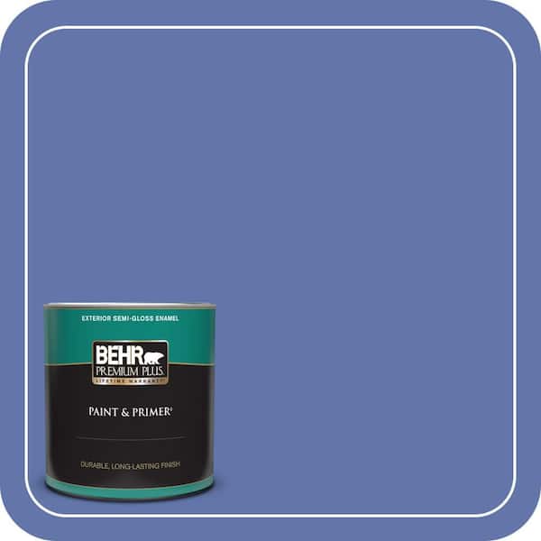 BEHR PREMIUM PLUS 1 qt. #600B-6 Sudden Sapphire Semi-Gloss Enamel Exterior Paint & Primer