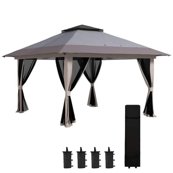 Outsunny Steel Polyester Fabric 111.4 in. x 154.3 in. Arbors Light Gray