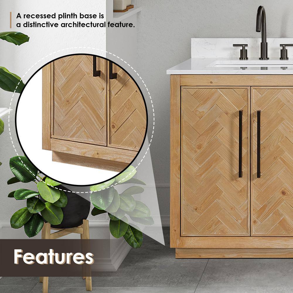 Bellavia 60" Weathered Fir Double Vanity with Engineered Stone Top