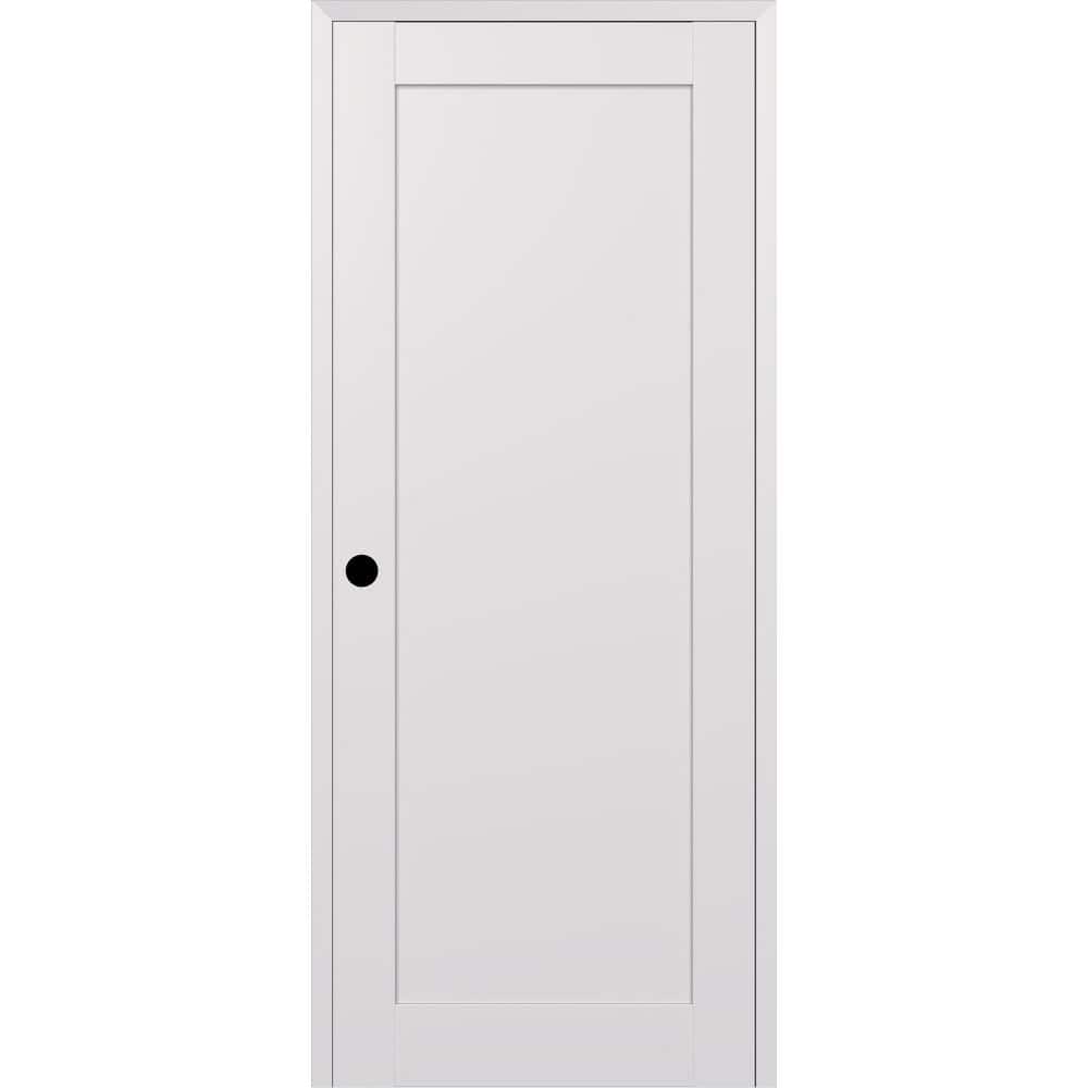 Shaker 1 Panel N DIY-Friendly 24 in. х 96 in. Right-Hand Snow White Composite Wood Single Prehung Interior Door price history on PriceWatchPro