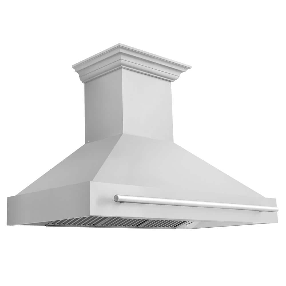ZLINE Kitchen and Bath 48 in. 700 CFM Ducted Vent Wall Mount Range Hood with Stainless Steel Handle in Stainless Steel, Brushed 430 Stainless Steel