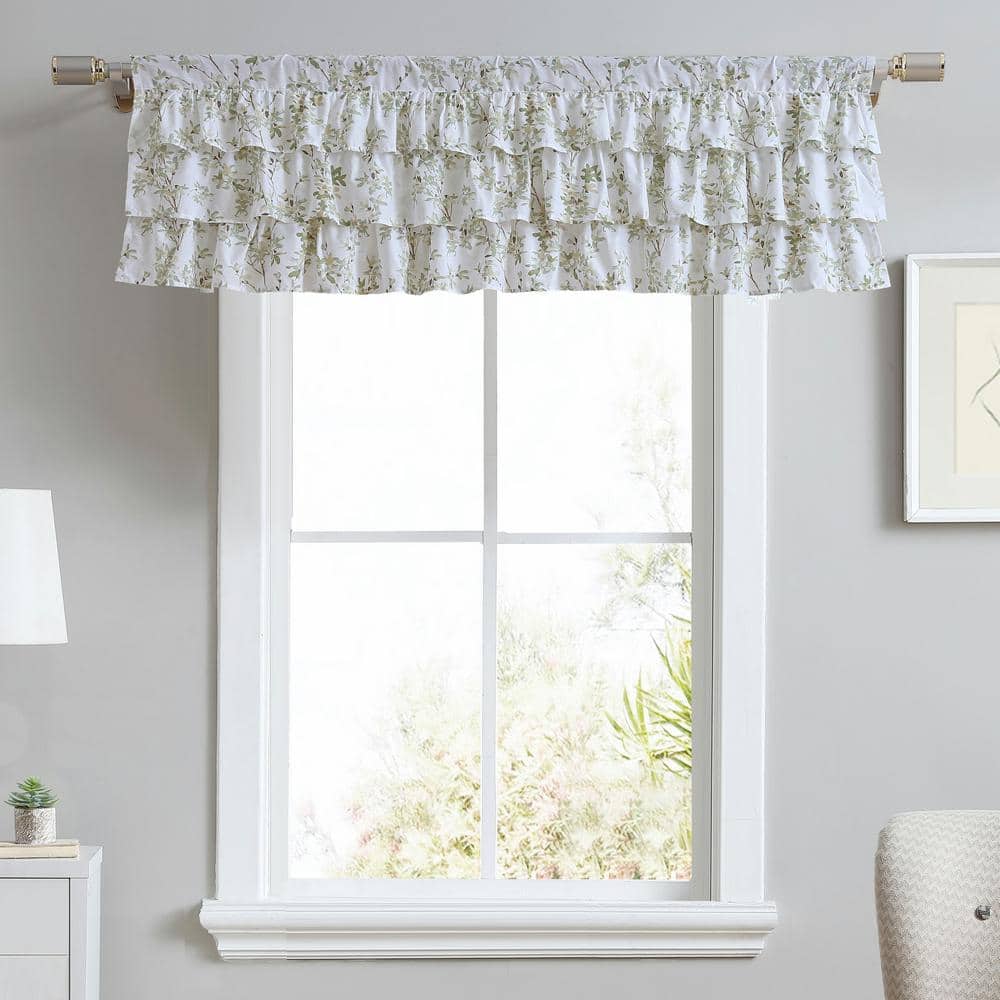 Light Green Cotton Rod Pocket Ruffled Valance