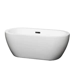 Soho 59.75 in. Acrylic Flatbottom Bathtub in White with Matte Black Trim