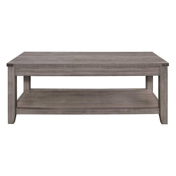 EVERGLADE HOME Korey 47.25 in. Brownish Gray Rectangular Wood Coffee Table