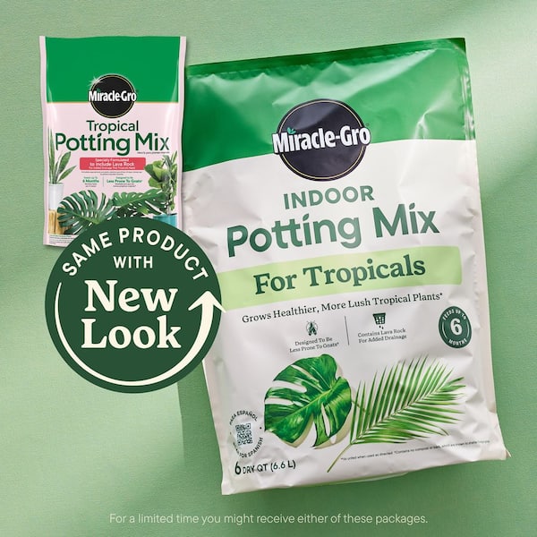 Miracle-Gro Indoor Potting Mix for Tropicals 6 qt. Soil For Indoor  Container Plants, Use with Monstera, Pothos, Fiddle Leaf Fig 73876430 - The  Home Depot