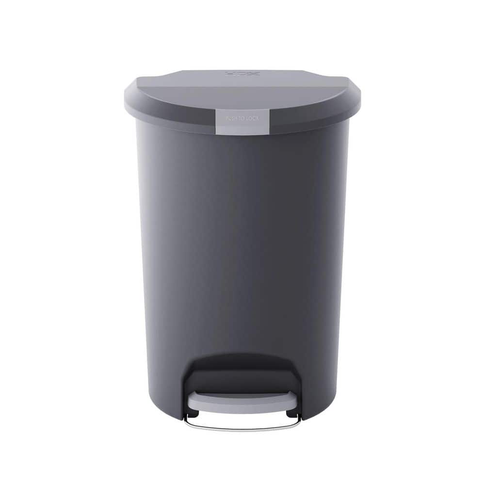 HDX 13 Gal. Black Resin Step-on Trash Can with Locking Lid 999